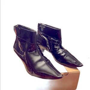 Lulu Guinness Heeled Zipper Black Leather Boot